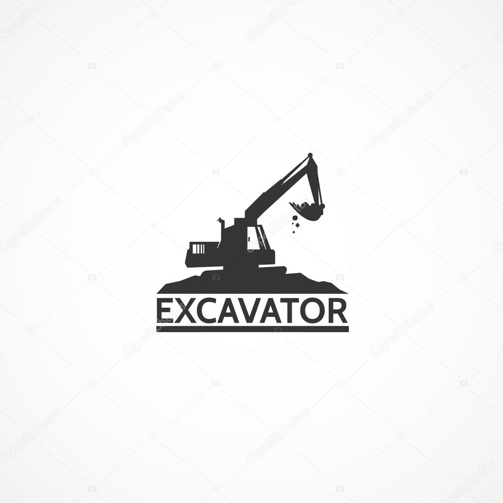 Original logo excavator digging in the ground.