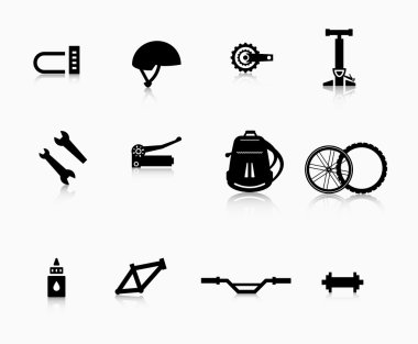 Various components and accessories for the bike. clipart