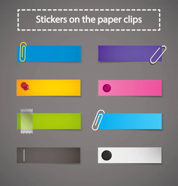 Stickers on the paper clips. — Stock Vector