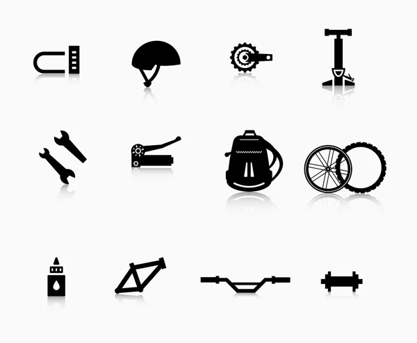 Vários componentes e acessórios para a bicicleta . — Vetor de Stock