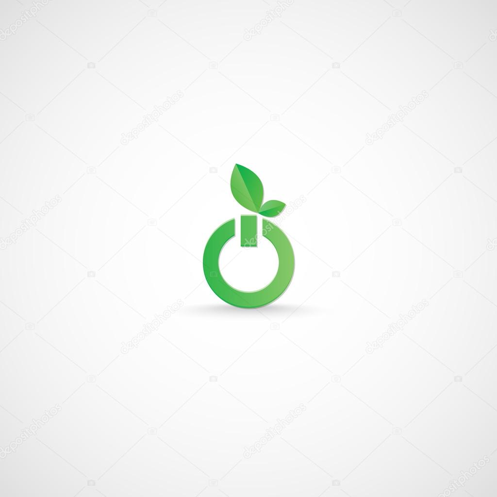 Logo of the power button and the green leaves.