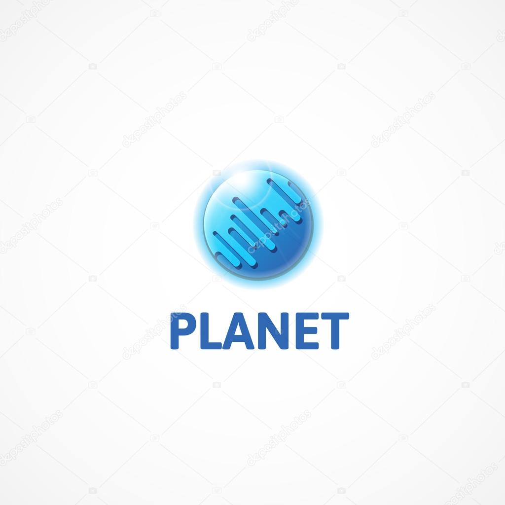 Drawing a blue planet in the form of a logo.