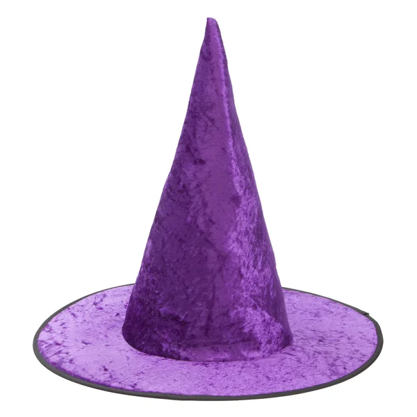 Sombrero de bruja de tela púrpura para Halloween . — Foto de Stock