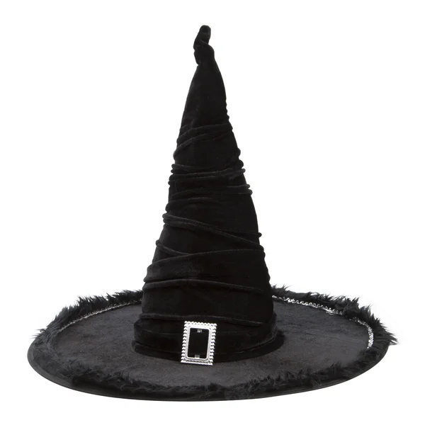 Sombrero de bruja de tela negra para Halloween — Foto de Stock