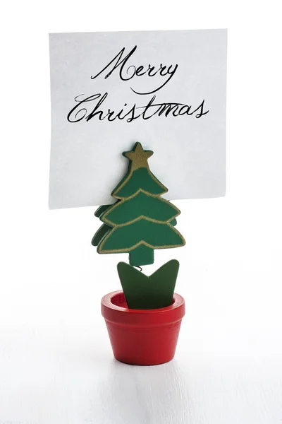 Xmas tree note clip on white background. — Stock Photo, Image