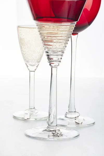 Wine glass and champagne glasses — Stock Photo, Image