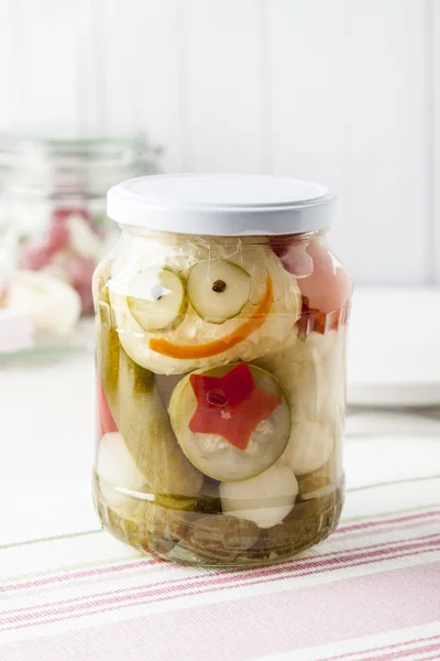 Jar of mixed pickles Stock Picture