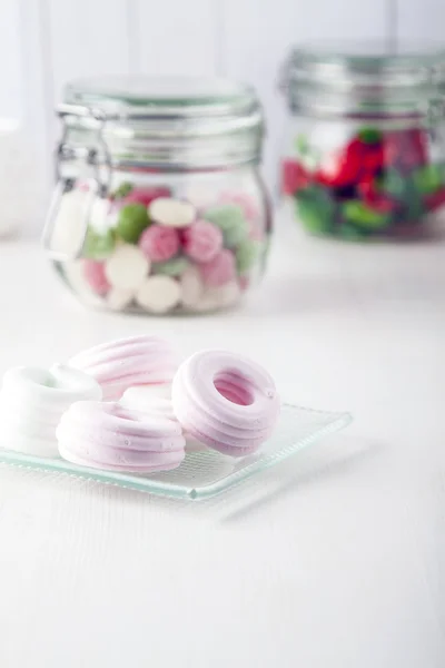 Meringues on plate Stock Photo