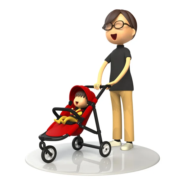 Dad and baby in buggy — Stock Photo, Image