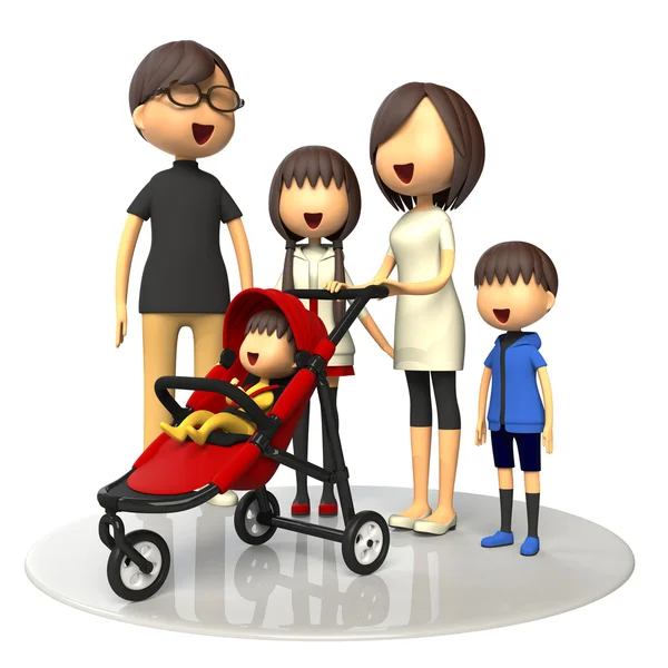 Family and baby buggy — Stock Photo, Image