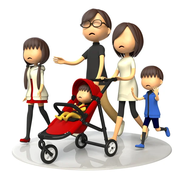 Passeggiata in famiglia con passeggino — Foto Stock