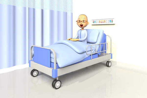 Patient eines im Krankenhaus eingelieferten älteren Mannes — Stockfoto