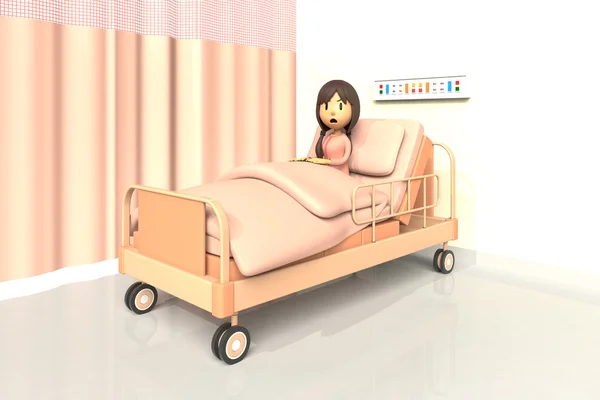 3D-Illustration des Mädchens im Krankenhaus — Stockfoto