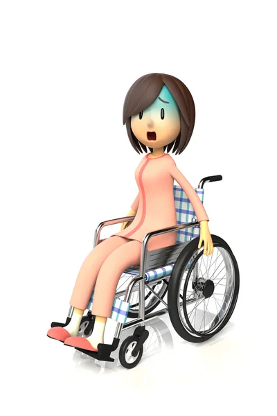 3D иллюстрация женщин, использующих инвалидное кресло — стоковое фото