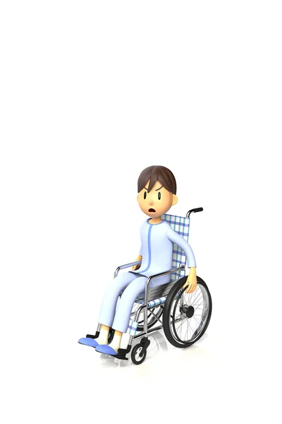 Ilustración 3D de Boy que está usando una silla de ruedas — Foto de Stock