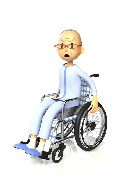 3D illustration of Elderly man who are using a wheelchair — Stock Photo, Image