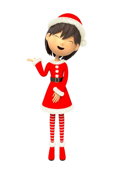 Woman announcing wearing costumes of Christmas. — Stock Photo, Image