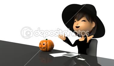 Yanıt röportaj olarak konuşan kadın halloween kılık