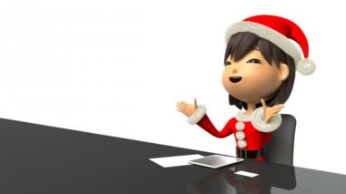 Yanıt röportaj olarak konuşan kadın Noel kostümü