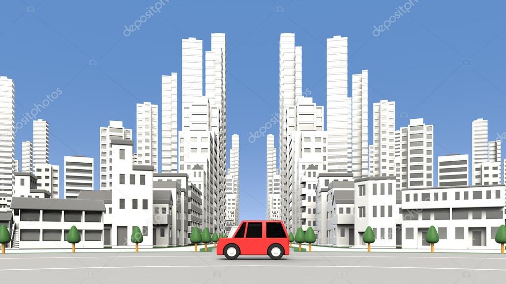 Cars on the street building