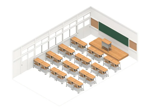 Isometrische weergave van het klaslokaal gezien vanaf de achterzijde — Stockfoto