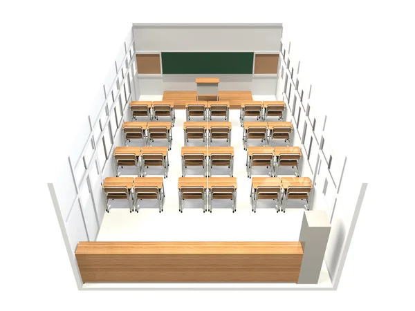 Hoge hoekmening van het klaslokaal gezien vanaf de achterzijde — Stockfoto
