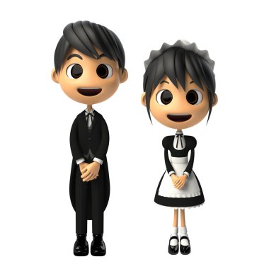Butler and maid clipart