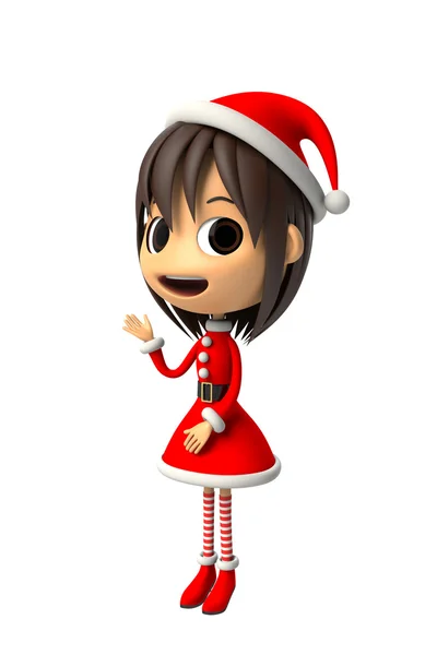 Dziewczyna nosi strój Świętego Mikołaja — Zdjęcie stockowe