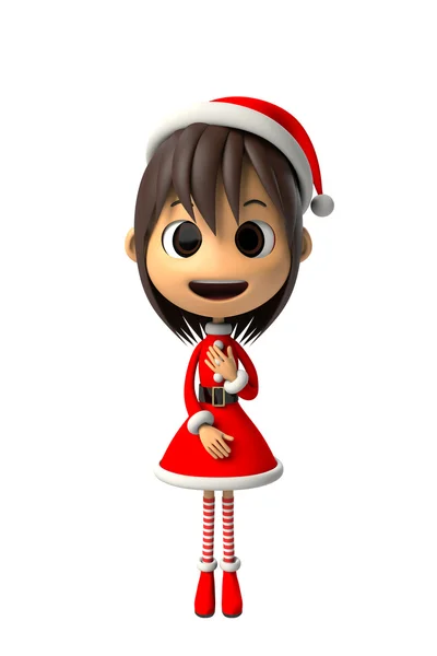 Dziewczyna nosi strój Świętego Mikołaja — Zdjęcie stockowe