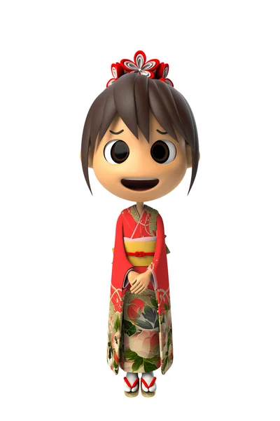 Vrouw die een kimono draagt — Stockfoto