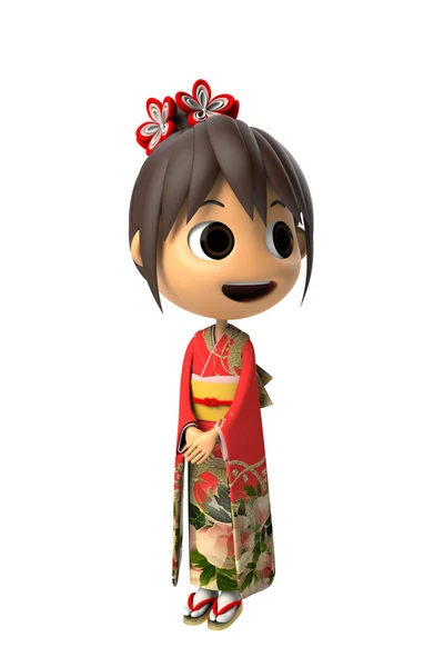 Vrouw die een kimono draagt — Stockfoto