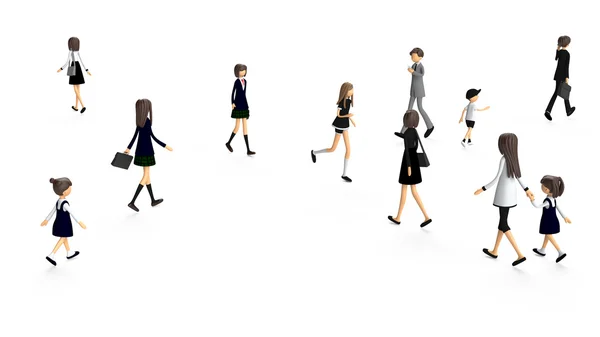 3D-CG image of people walking — Stock Photo, Image