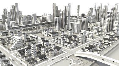 kuşbakışı izleme şehir görüntüsünü 3d cg