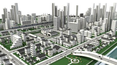 kuşbakışı izleme şehir görüntüsünü 3d cg