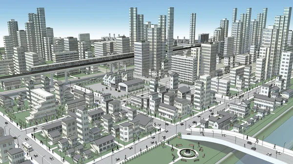 kuşbakışı izleme şehir görüntüsünü 3d cg