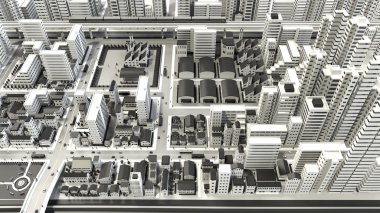 kuşbakışı izleme şehir görüntüsünü 3d cg