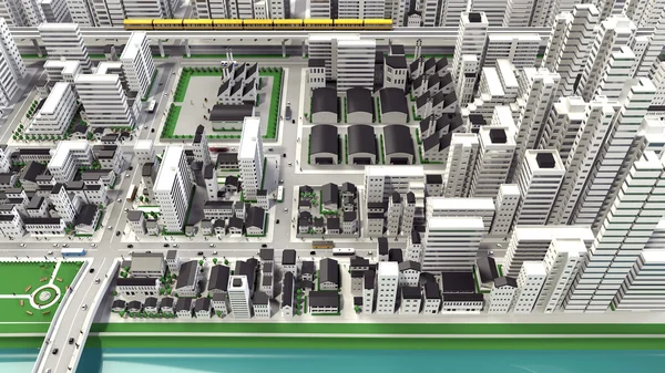 Imagen 3D-CG de la ciudad de observación de ojos de pájaro — Foto de Stock