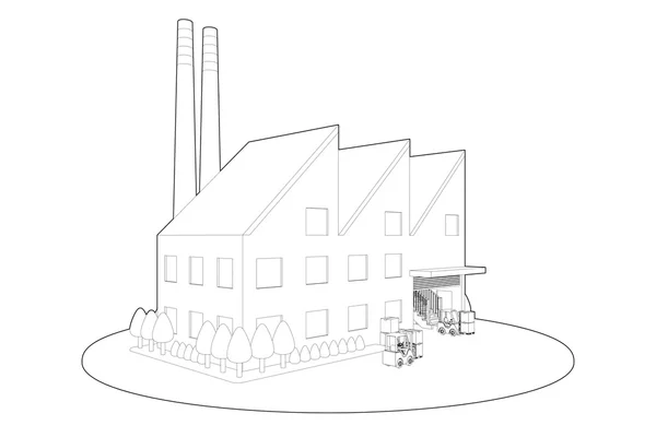 Γραμμικό σχέδιο του εργοστασίου — Φωτογραφία Αρχείου