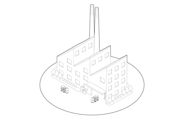 Linienzeichnung der Fabrik — Stockfoto