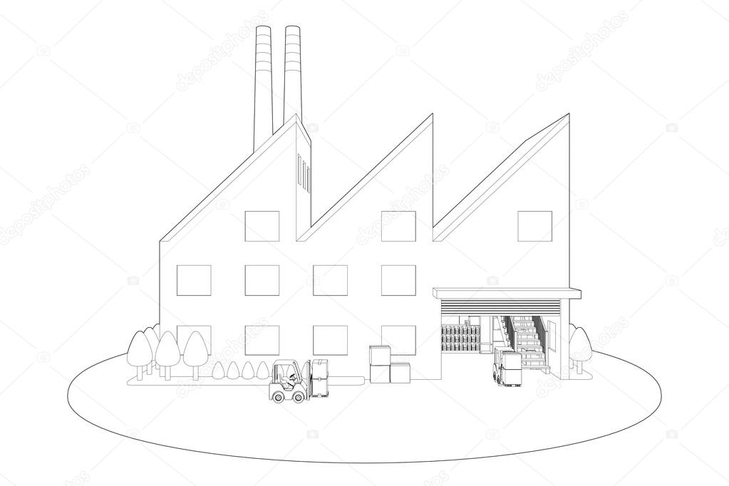 Line drawing of Factory