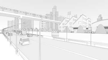 Fabrika ve tren ve karayolu