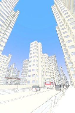 Yüksek binalar ve karayolu