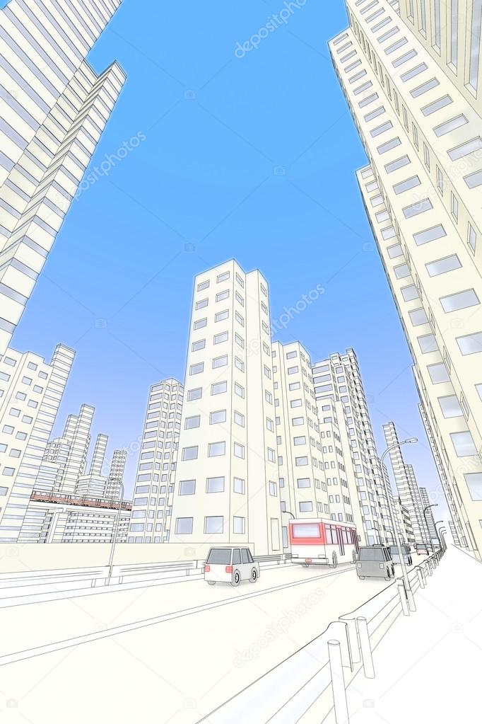 High-rise buildings and roadway