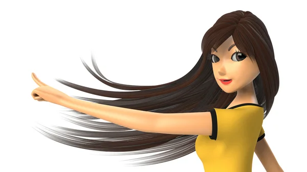 3D-CG о женщине, показывающей пальцем — стоковое фото