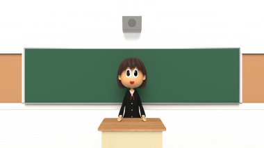 bir kız öğrencinin 3d cg görüntü o konuşmayı sınıfta
