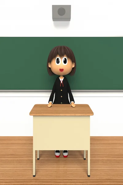 3D-cg foto van een vrouwelijke student die toespraak in de klas — Stockfoto