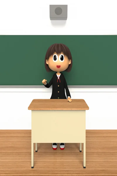 3D-CG изображение студентки, что речь в классе — стоковое фото