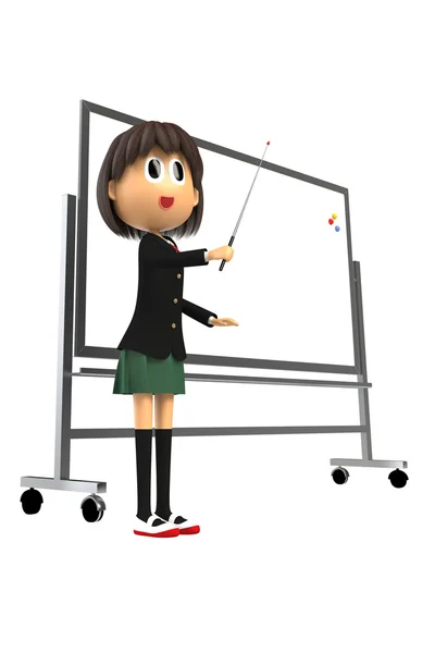 3D-CG image of Female students that are described in whiteboard — Stock Photo, Image