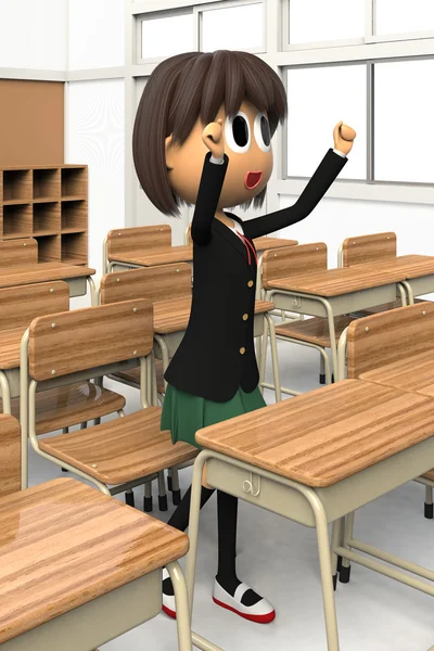 3D-CG image of a rejoice Female student — Stock Photo, Image