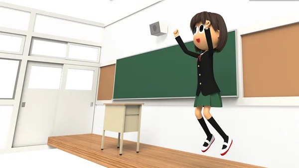 3D-CG image of a rejoice Female student — Stock Photo, Image